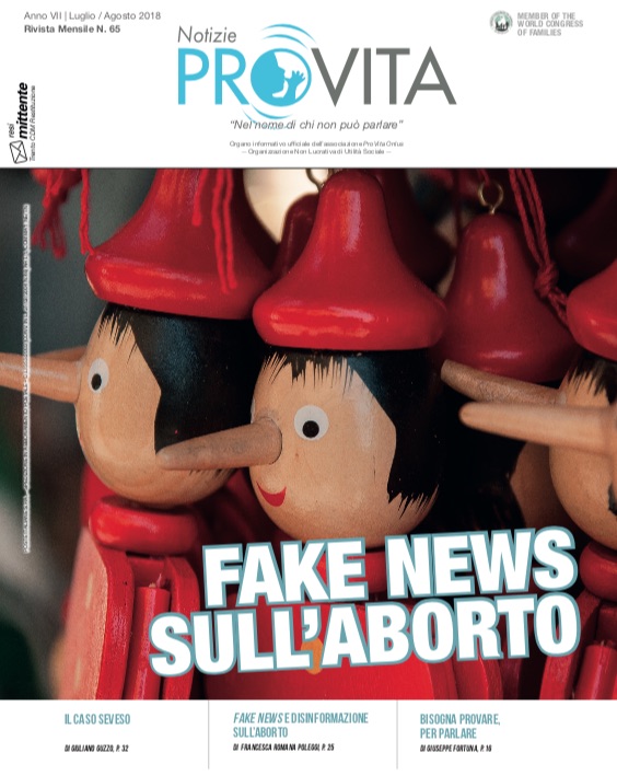Notizie ProVita di luglio 18 parla di buie sull'aborto: in copertina tanti Pinocchi