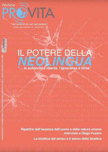Copertina del n. 38 di Notizie Pro Vita - Il potere delle neolingua