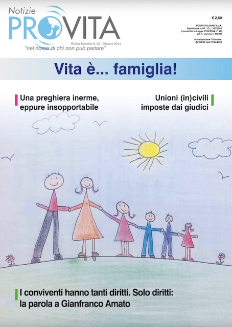 Copertina del n. 23 di Notizie Pro Vita - famiglia naturale disegnata dai bambini