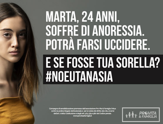 Campagna choc contro l'eutanasia e il suicidio assistito