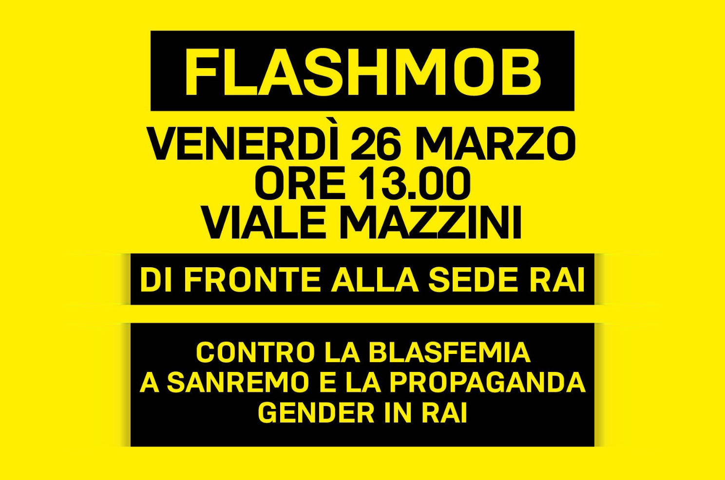 Flashmob davanti alla sede Rai contro blasfemia e gender in Tv 1