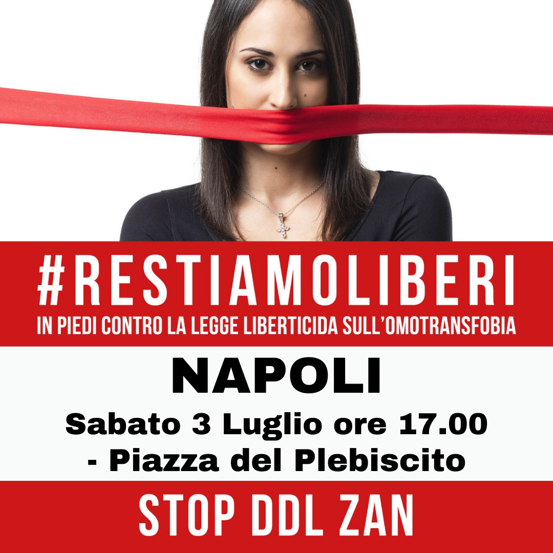 Ddl Zan, PV&Fa: «A difesa dei bambini e della libertà educativa delle famiglie, flash mob a Napoli sabato 3 luglio» 1