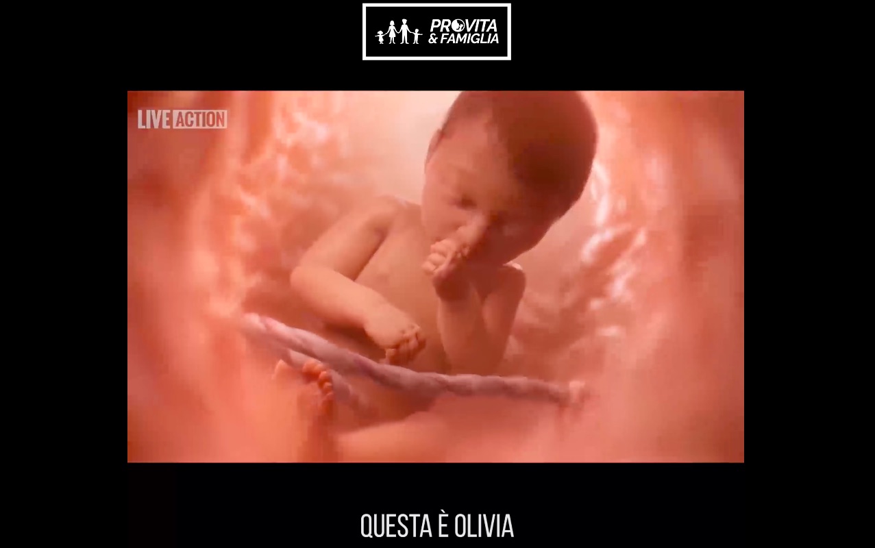 Olivia, protagonista di un video dalla fecondazione alla nascita
