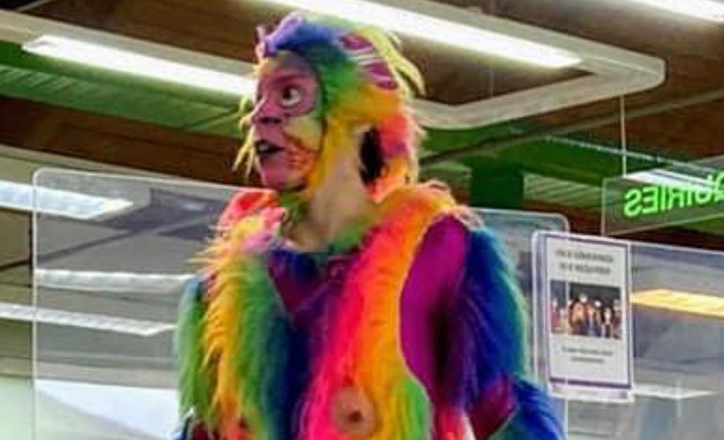 drag queen scimmia arcobaleno con dildo