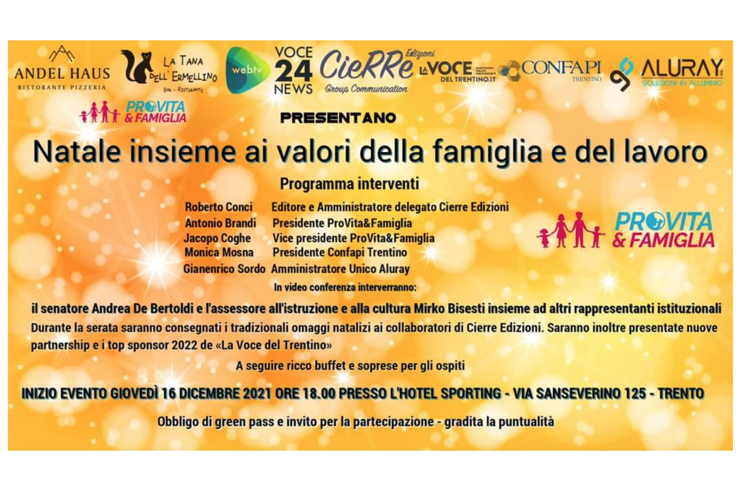 Presentata la partnership tra Pro Vita & Famiglia e La Voce del Trentino 1