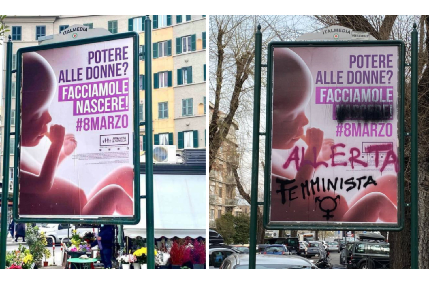 8 marzo- manifesti pro vita- contro femminicidio