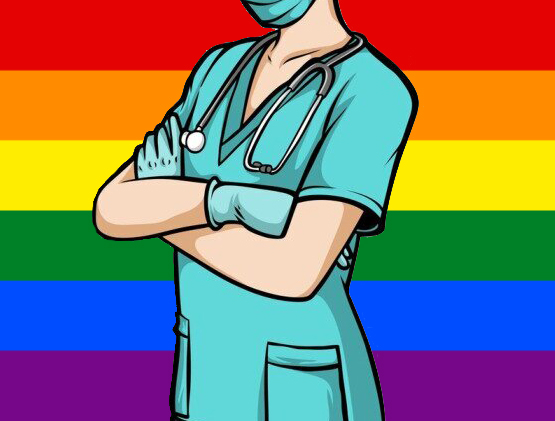 infermiere e bandiera arcobaleno