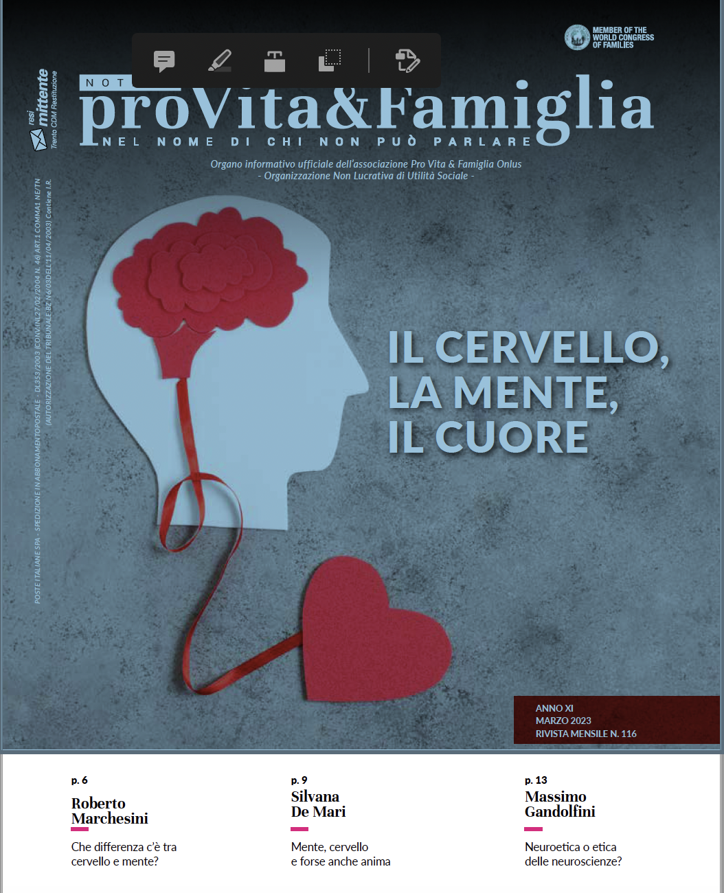 cervello e cuore - copertina NPVF-n.116