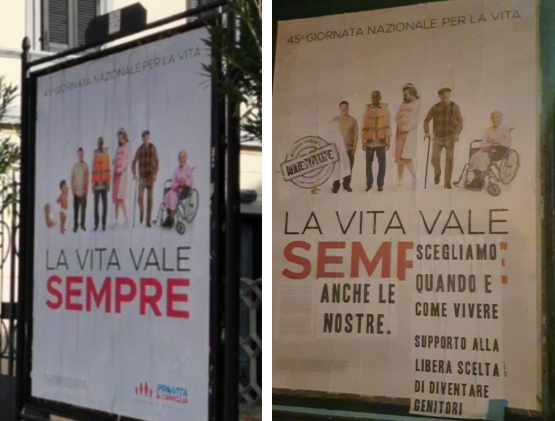 A Pisa Non una di Meno vandalizza i nostri manifesti a tutela della Vita, con tesi antiscientifiche 1
