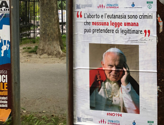 In Emilia-Romagna le nostre affissioni su aborto e eutanasia con le parole di Giovanni Paolo II 1