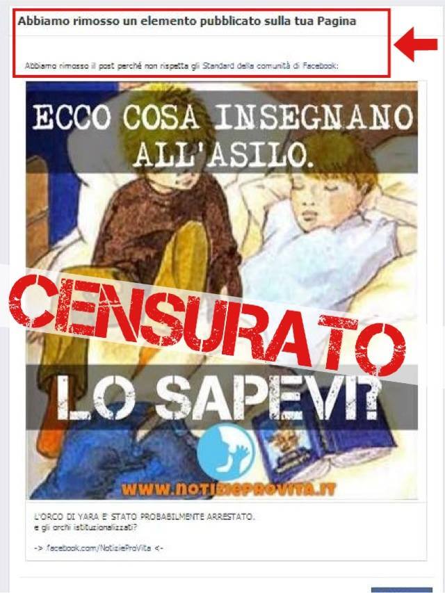 “Educazione” porno all’asilo: ProVita denuncia e Facebook censura! 1