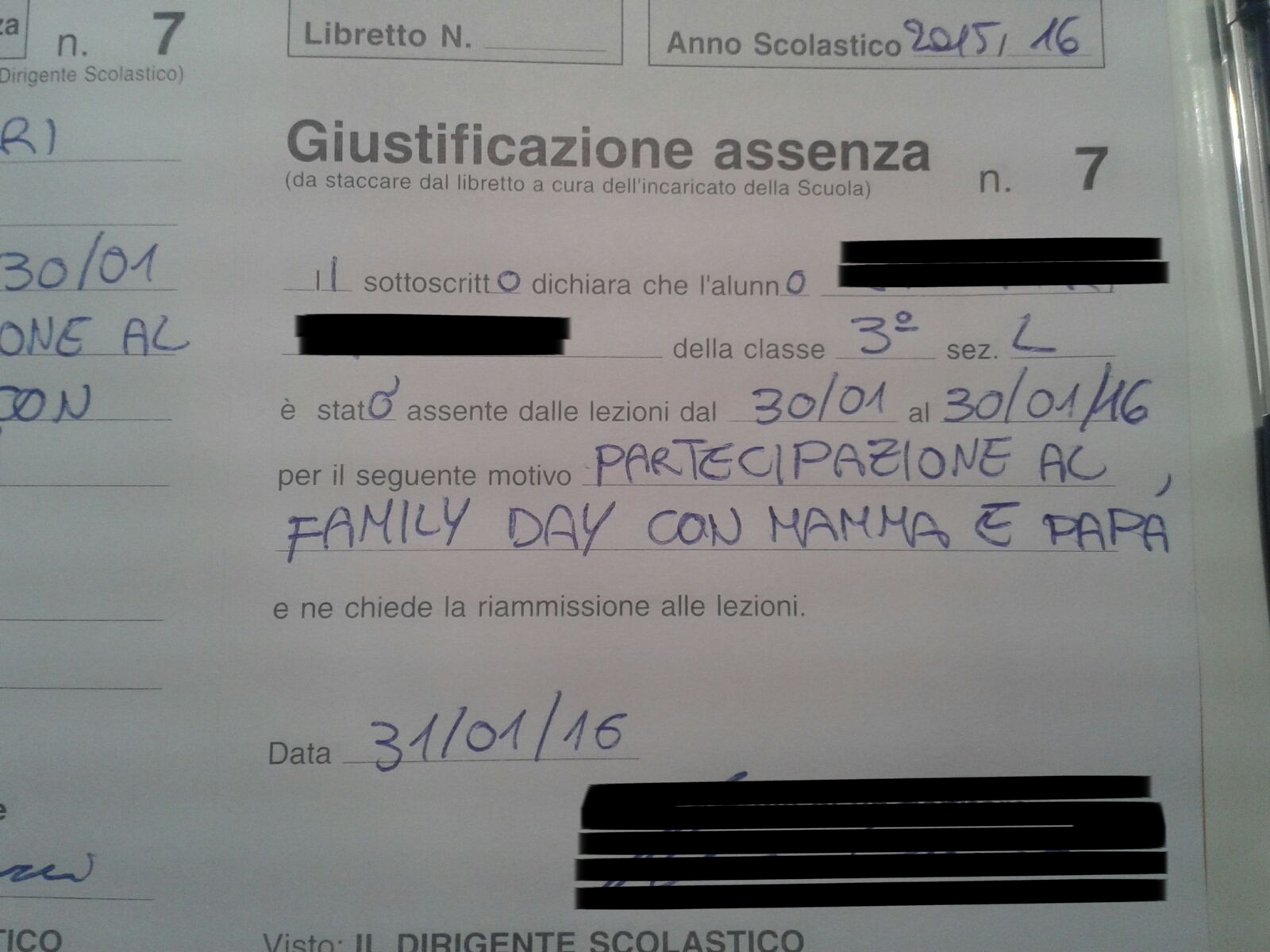 Giustificazione Per Esonero Educazione Fisica Esempio Family Day a scuola, sul libretto delle giustificazioni