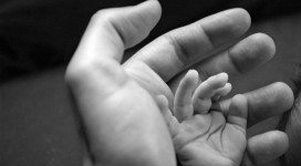 la mano del figlioletto nella mano del padre