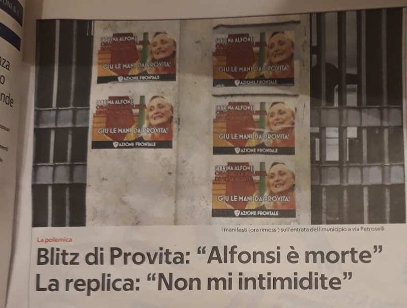 Articolo di Repubblica su Azione Frontale e Pro Vita