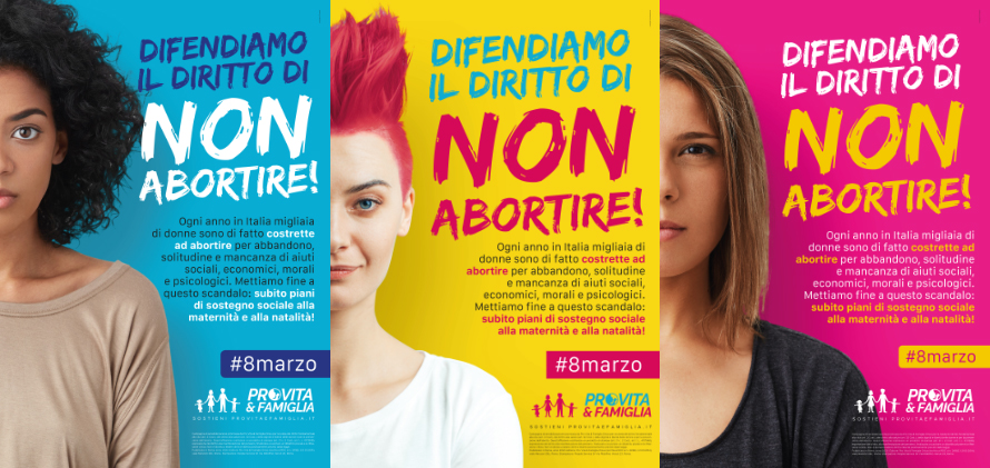 le tre affissioni su 8 marzo e il diritto a non abortire delle donne