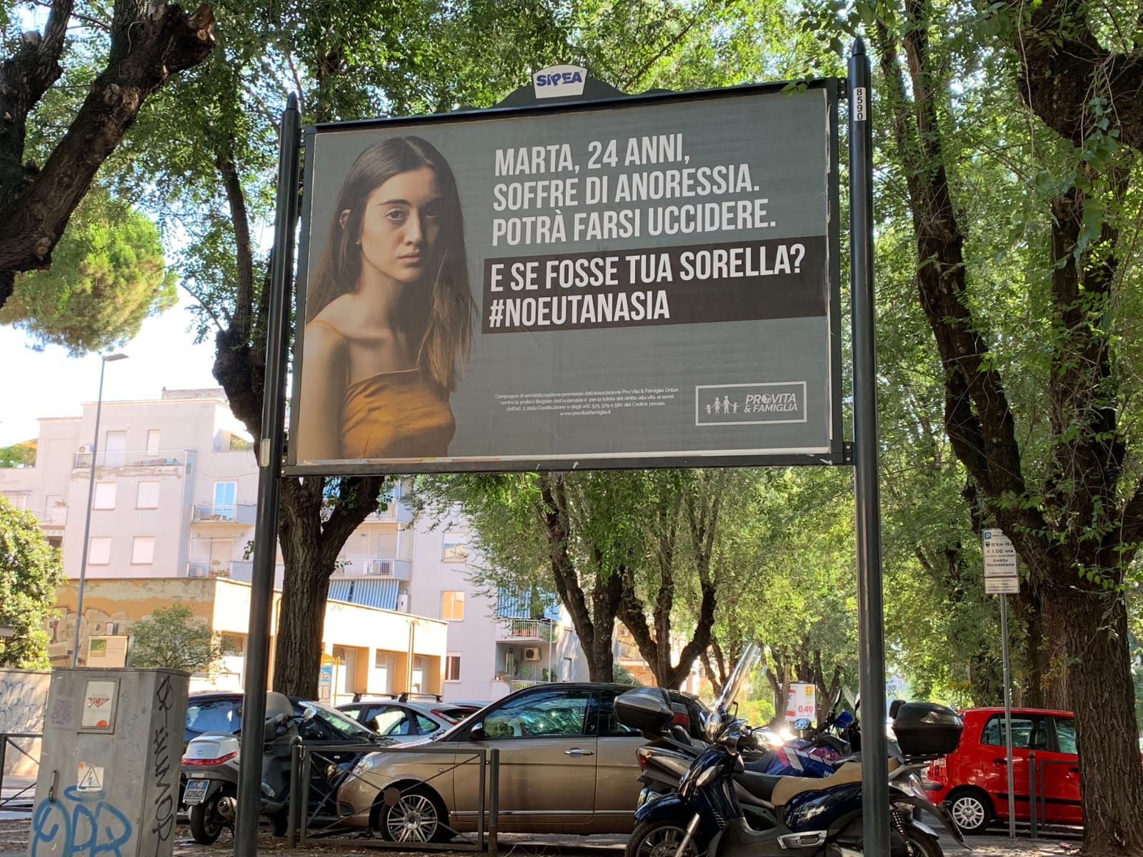 Manifesto campagna no eutanasia a Roma