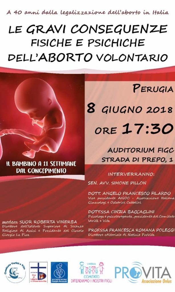 Locandina convegno Perugia sull'aborto